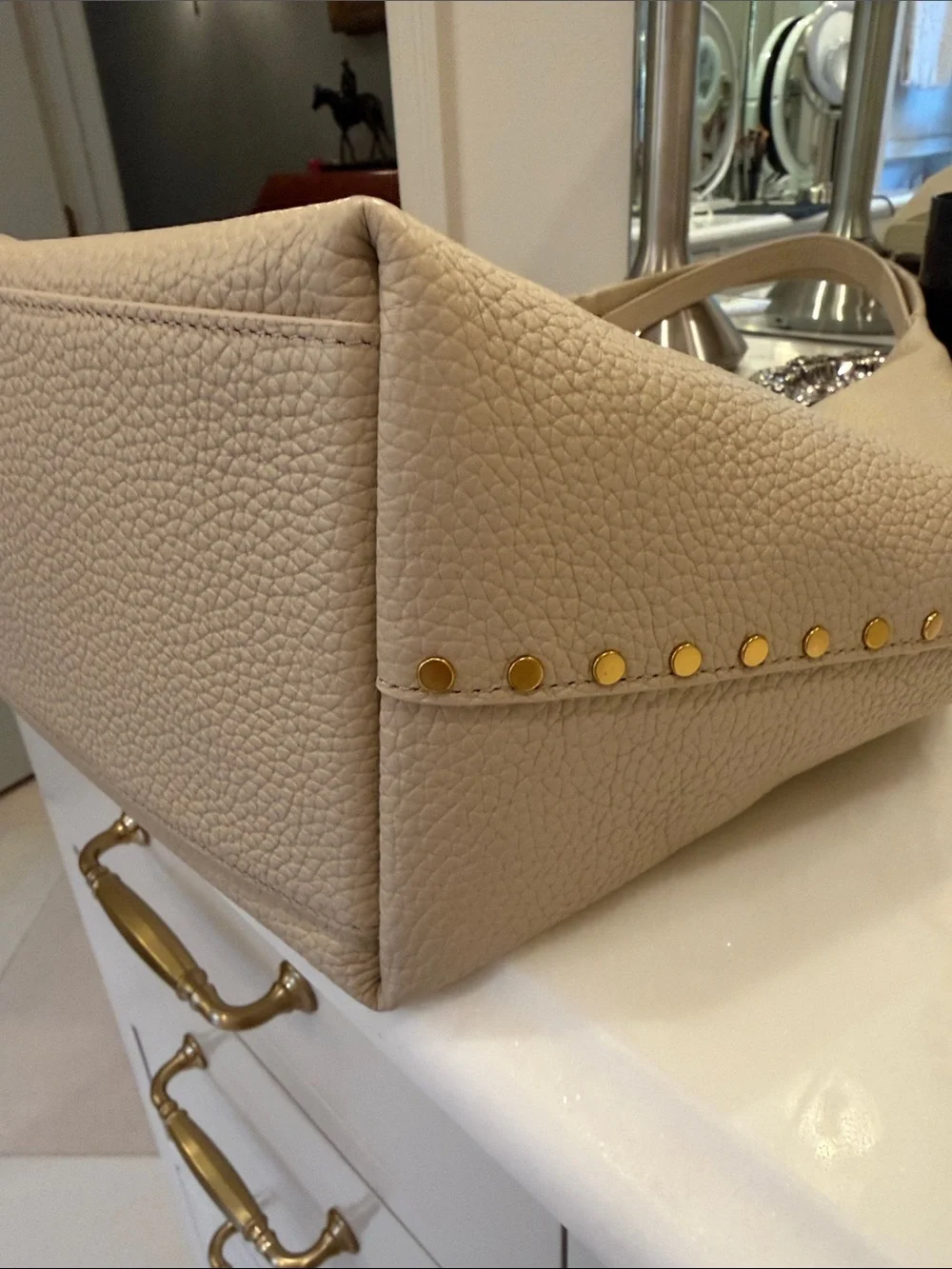 Rebecca Minkoff Cream Pebbled Leather Hobo Shoulder Bag